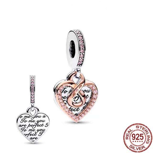 Anhänger mit mehreren Mustern für Armband/Halskette aus 925er-Sterlingsilber, Charm-Perlenschmuck, MOM, Festival