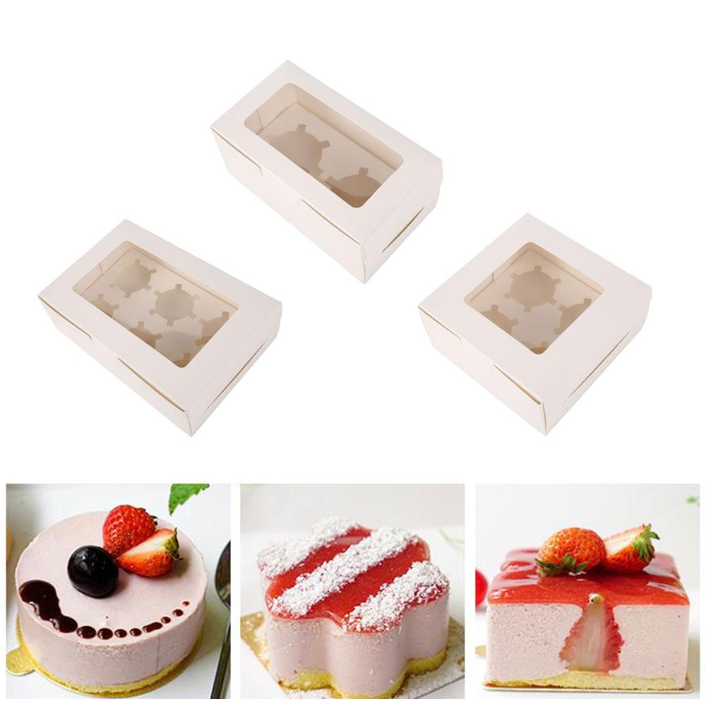 10Pcs Cupcake Boxes Cake Boxes with Clear Window 2/4/6 Holes Muffin Boxes for Holidays Weddings Birthdays Party Favors