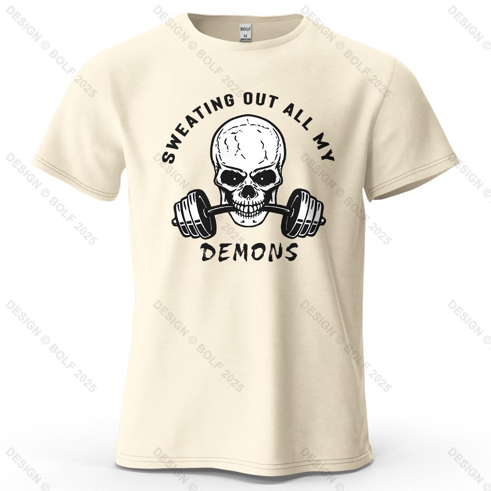 

Fitness Skull Motivated Printed Men s T-Shirt 100% Cotton Oversized Gym Graphic Tees for Women Tops Tees Casual Streetwear 4XL