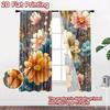 2D Flat Printing 2pcs Curtain Curtains Floral Garden Blooms Digital Printed Polyester Drapes Birthday Party for Parties and