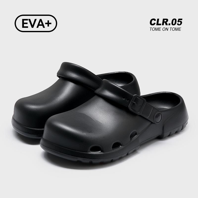 

Дырчатые туфли мужские новые летние для улицы, для активного отдыха, не пахнущие, пляжные сандалии, домашние тапочки с нескользящей подошвой, дышащие 43-44 чёрный