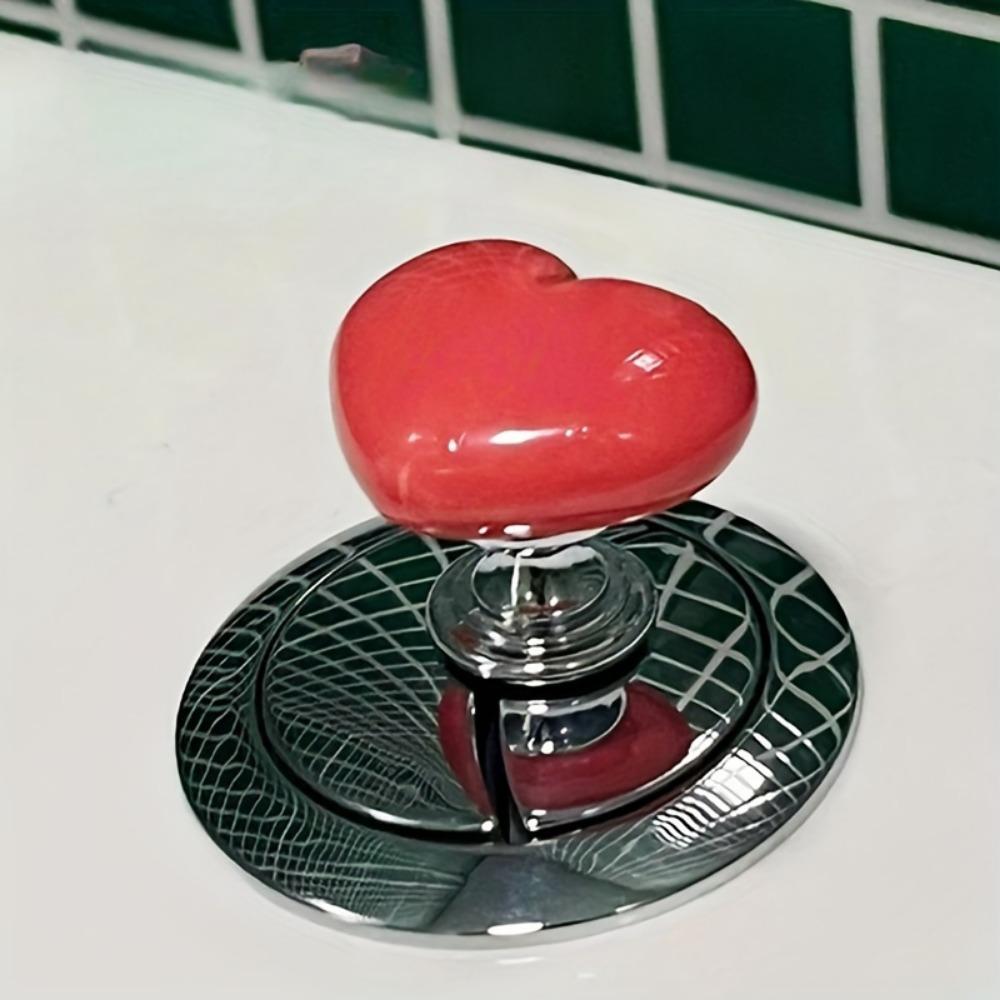 1 st färgglada hjärtformade spolknappar för toalett - snygg kärleksdesign, lätt att trycka på vattentanken för strömbrytare för badrum