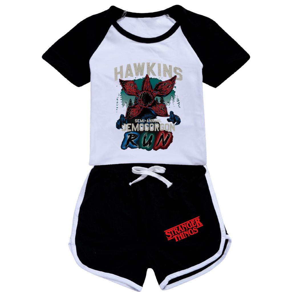 5383 Kinder Jungen Mädchen Demogorgon Print T-Shirt Shorts Sport Trainingsanzug Kleidung Set