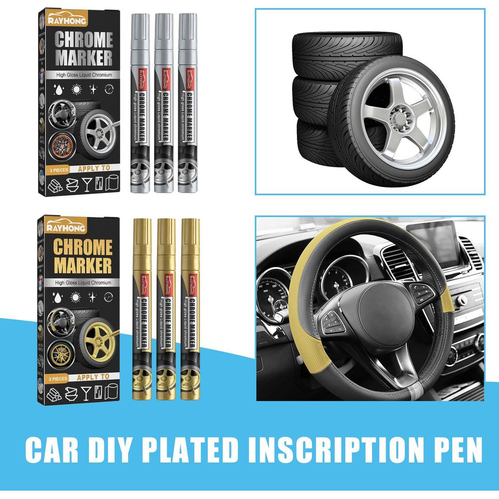RAYHONG Car DIY Plating Pen Car Tire Graffiti Personalized Color Change Painting Convenient Plating Pen