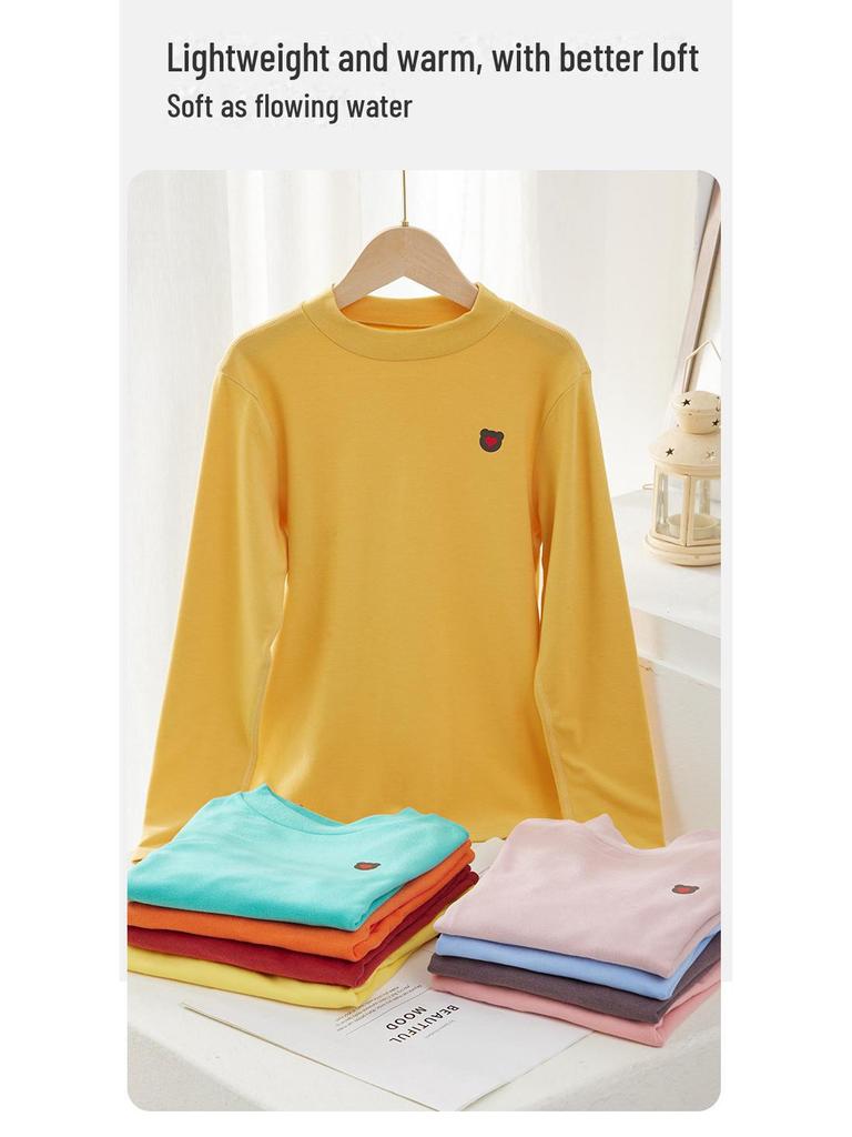 Sous-couche chaude à manches longues et col montant pour adolescents, en velours allemand, pour l'automne/hiver