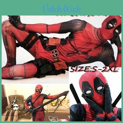 Unisex Deadpool Costume For Halloween With Removable Mask And Soft Fabric