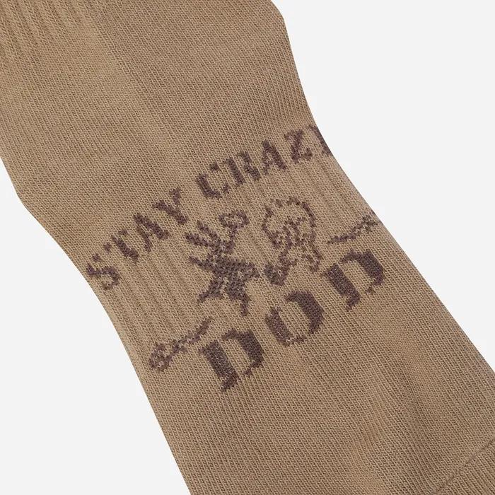 Vintage Graphic Crew Socks (TAN)