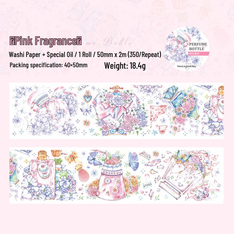 Beautiful Day Series: Special Oil, Washi Tape, Perfume Glass, Planner Border Stickers - Decorative Materials (4 Types)