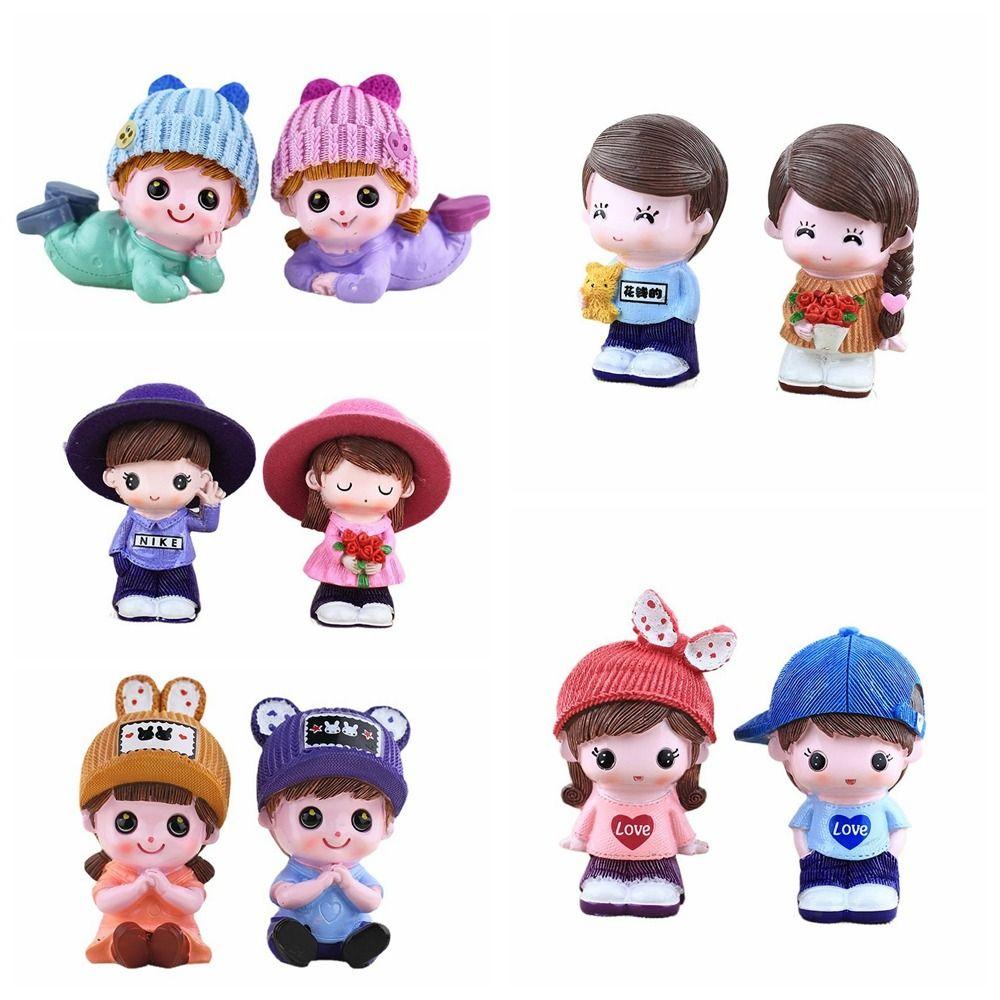 2PCS Hand Made Home Cute Elf Doll Love Doll Cartoon Elf Model Toy  Automotive Interior Decoration
