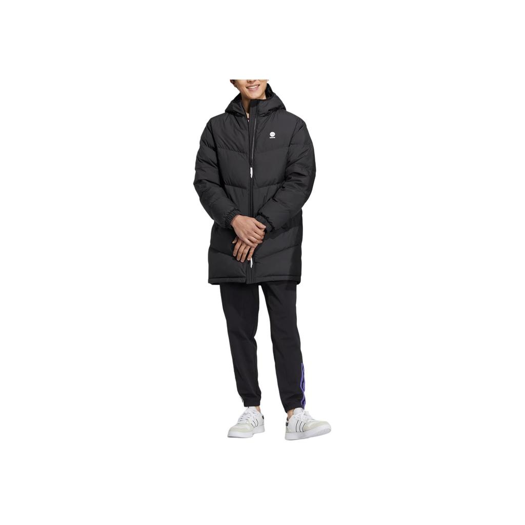 Adidas Neo Solid Color Logo Zip Hooded Down Jacket Unisex Outerwear Black HN4787