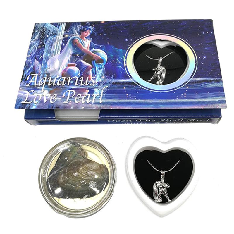 

DIY Love Pearl Creations Zodiac Wish Kit with Pendant Necklace Freshwater Pearl Clam Canned Gift Box Set for Women Decoration