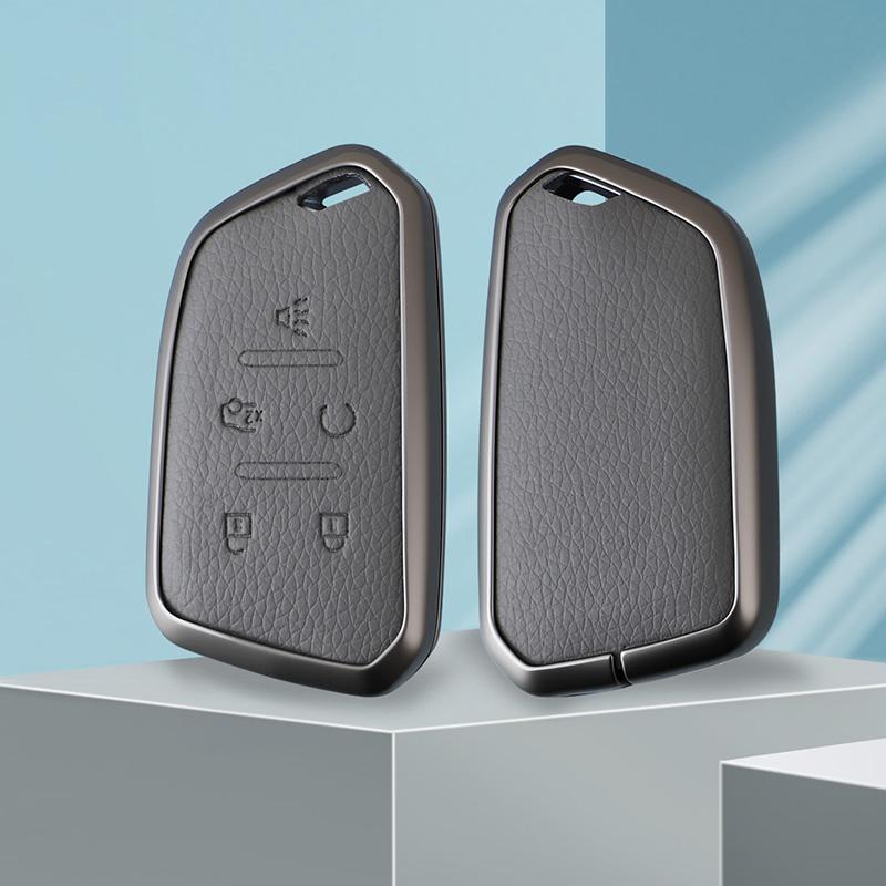 5 Bottons Zinc Alloy Auto Key Fob Cover Case Housing Fit For Cadillac Ct4 Ct4-V Ct5 C8 Corvette Lyriq - Key Ring Auto Accessories
