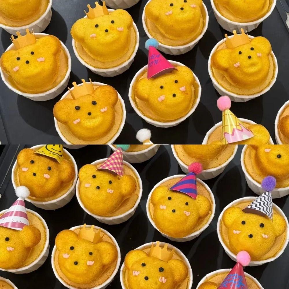 12 Cavity Muffin Cakes Mold Cartoon Animal Shape Bear Madeline Baking Tray  Decoration
