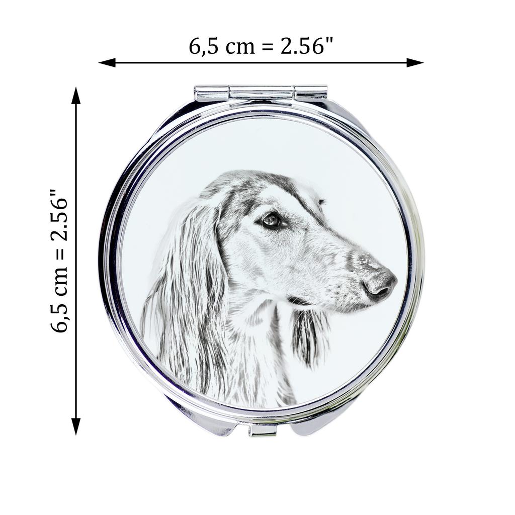Saluki, Persian Greyhound, Arabian hound- Pocket mirror with a dog, personalized mirror for a purse, compact mirror with Art-Dog brand print. – Makeup