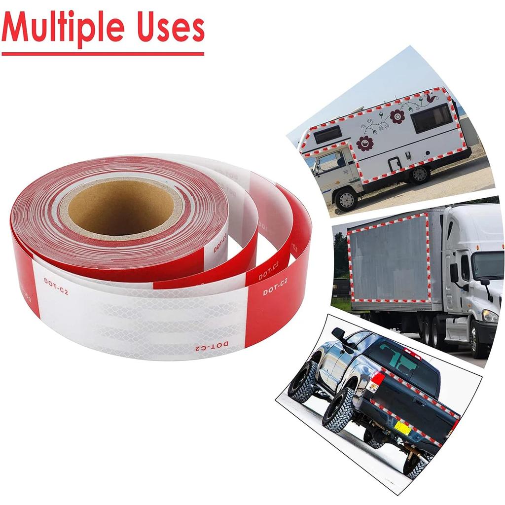 DOT-C2 Red And White Reflective Tape Safety Warning Sticker Decal Conspicuity Retro-reflective Tape For Truck Motorcycle