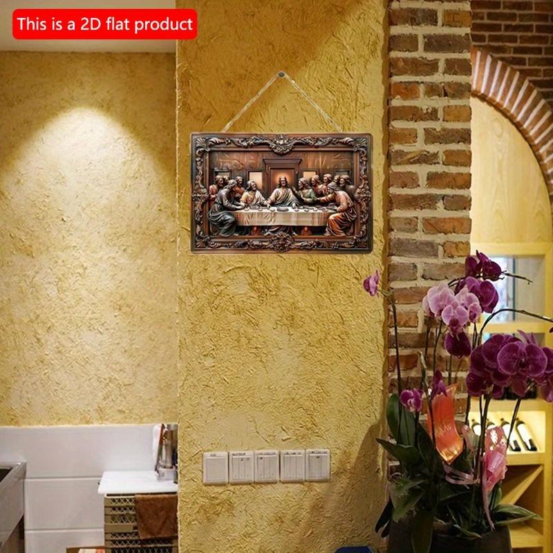 2D Platt Träskylt 30*20cm Boho Trä Väggbonad Dekor, Den Sista Nattvarden Dekorativ Skylt, Religiöst Tema Mångsidig Träskylt Plakett för Hem