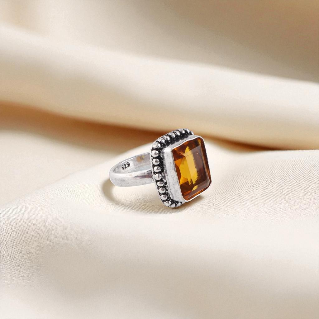 Natural Citrine Gemstone 925 Sterling Silver Handmade Jewelry Beautiful Ring For Wife RR-74-4