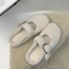 Baotou Fluffy Slippers Women's 2025 New Autumn and Winter Wear Velvet Warm Internet Celebrity Half Slippers Mary Jane Cotton Shoes