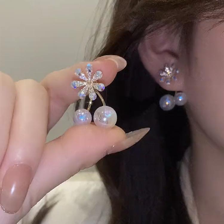 Koreanske Vintage Perle Krystall Øredobber For Kvinner Smykker Høyklasse Luksus Zirkon Blomst Sommerfugl Blad Kvinners Stiftøredobber