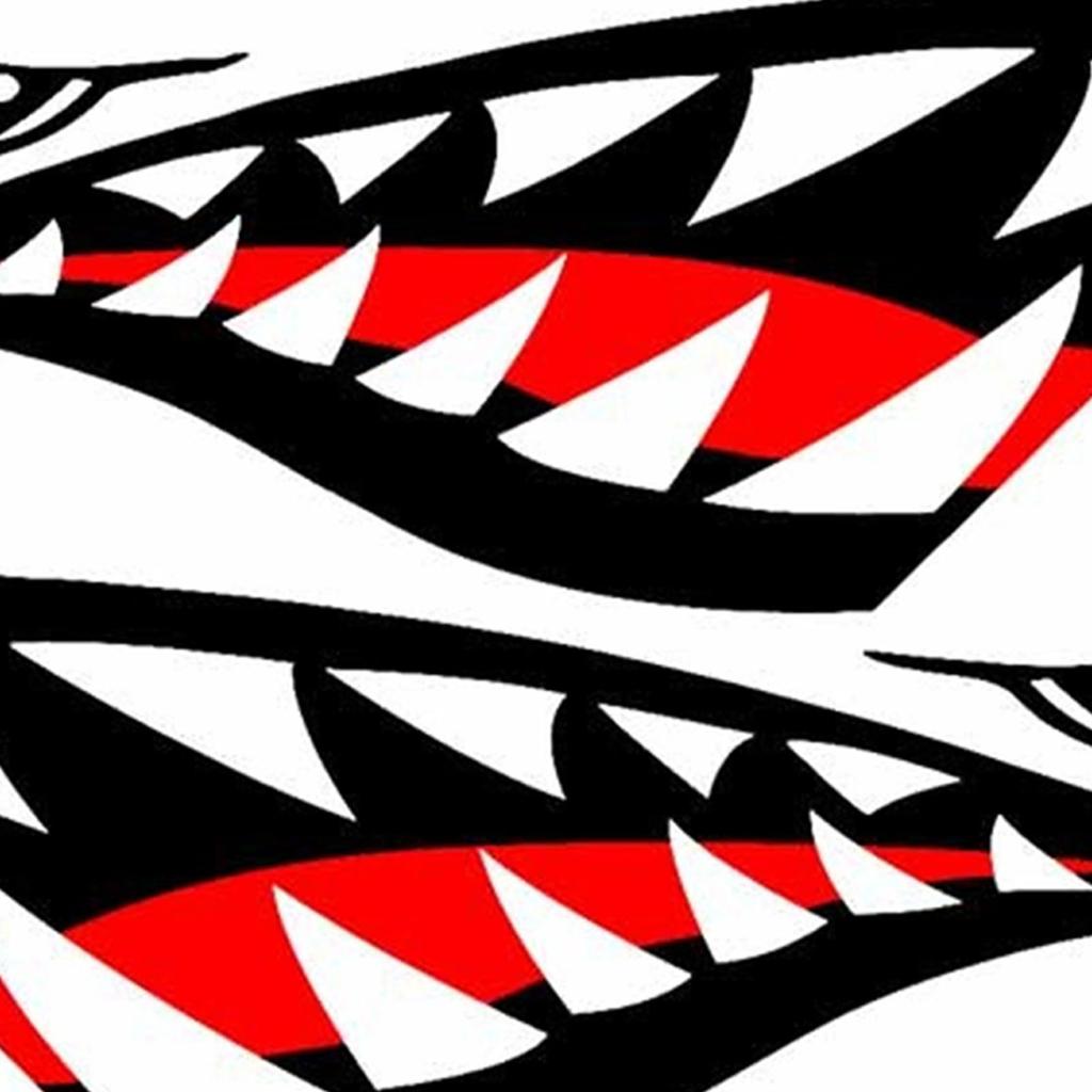 1 Pair Shark Teeth Mouth Vinyl Decal Stickers for Kayak Canoe Dinghy Boat