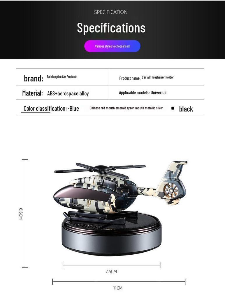 Solar Helicopter Air Freshener: Creative Camouflage Aircraft Car Perfume Ornament