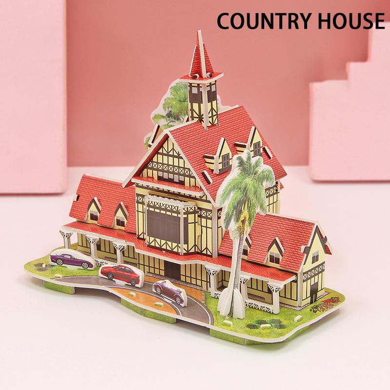 3D Paper Puzzle Montessori Miniature Houses Funny Carton Construction Models For Kids Handmade Educational Toys