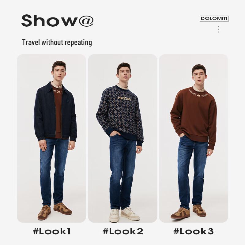 NVG·YOUNG Men's Blue Washed Straight-Leg Denim Jeans