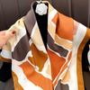Korean Style Geometric Printed Silk Scarf For Women Summer Fashion