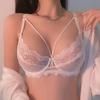 French Ultra-Thin Sexy Lace Bra Set, Underwire Minimizer Side Gathering Sheer Women Lingerie Set