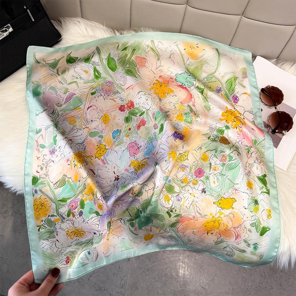 Fashion Square Fashion Foreign Style Small Silk Scarf Women'S Headband Decorative Scarf Dual-Purpose Small Square Scarf New Scarf