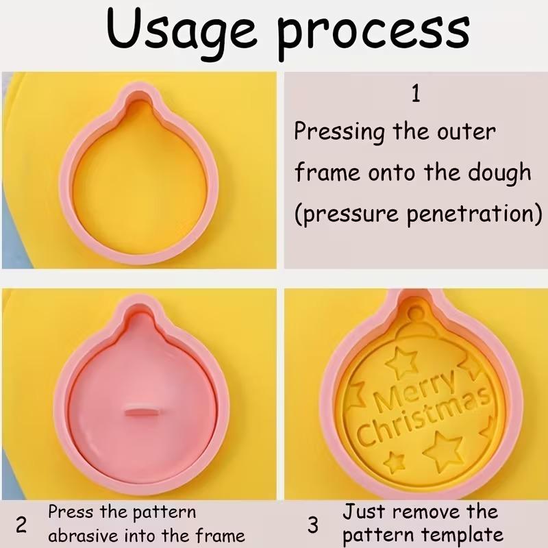 Christmas Cookie Cutter Set Gingerbread Man Snowflake Tree Santa Snowman Plastic Molds for Cake Decoration Pastry Baking Tools