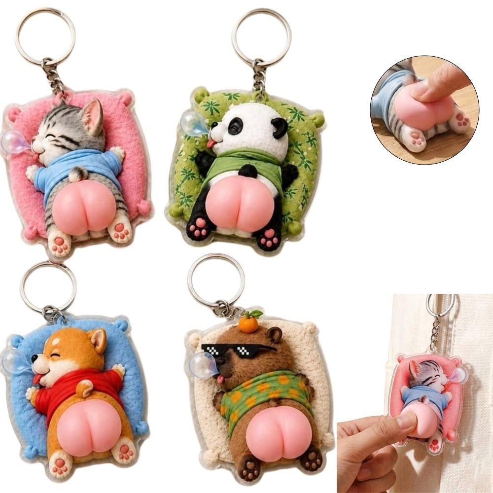 2D Animal Keychain Squeezable Bag Charm Durable Stress Relief Keychain  Birthday Gift Party Favor
