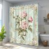 Decorative Botanical Floral Shower Curtain Peony Rose Print Waterproof Bathroom Liner Vintage Cottage Style Elegant Bathroom Dec
