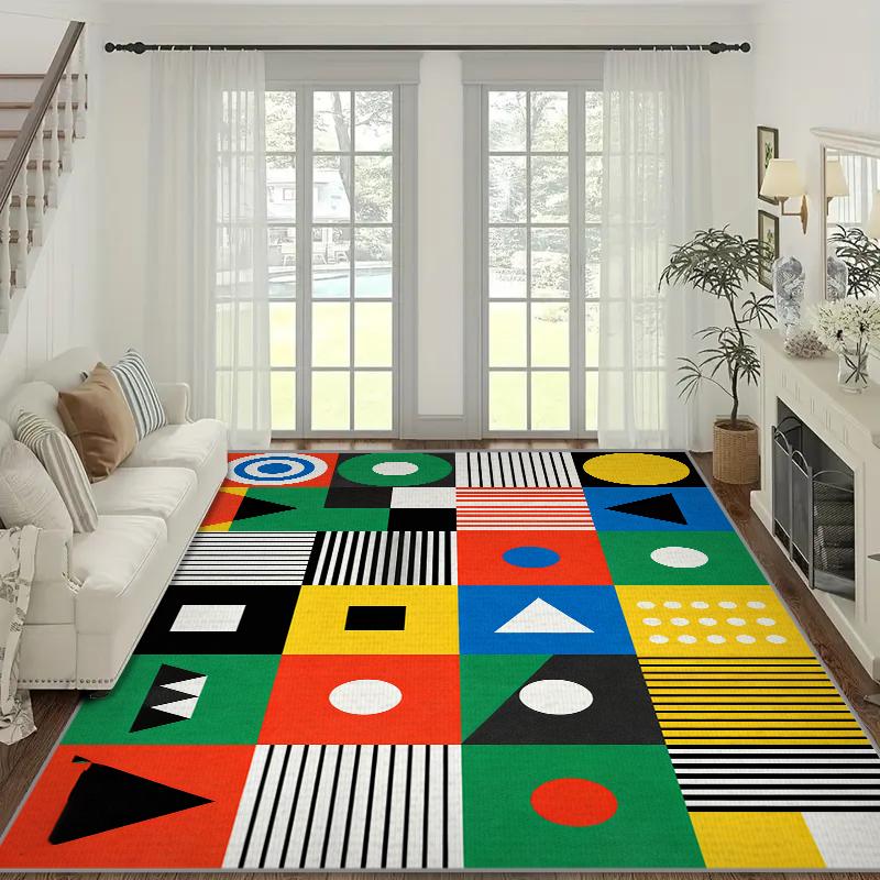 VIKAMA Abstract Geometric Crystal Flocking Bedside Carpets for Living Room Sofa Doormat Tables Mat Kitchen Non-slip Floor Rug