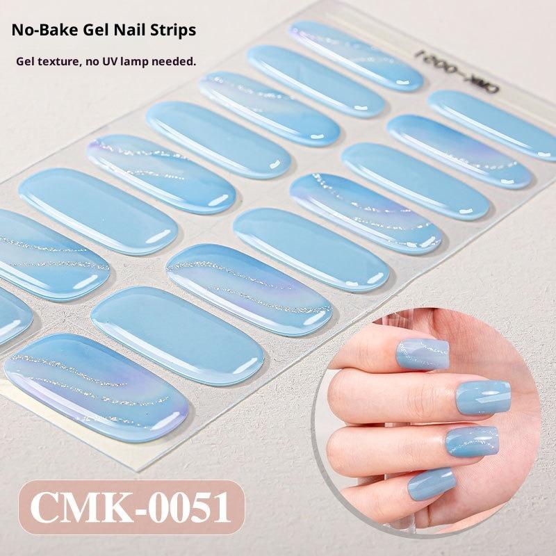 French-style No-bake Gel Nail Stickers, Glittery Gradient, Amazonian Style, No-bake Nail Stickers