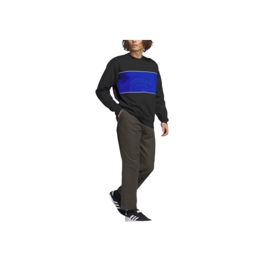 adidas Originals Men's Black and Blue Colorblock Skateboarding Crew Sweatshirt IY1623