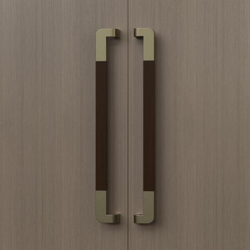 

Cloud Rudder Antique Bronze & Black Walnut Tempered Glass Door Handle