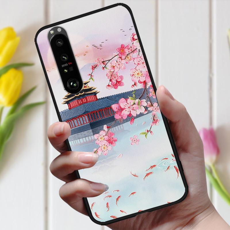 3D Emboss Flower Case For Sony Xperia 10 III Cover Cute Relief Case For Sony Xperia 1 III 5 III 10III Phone Case Coque Fashion