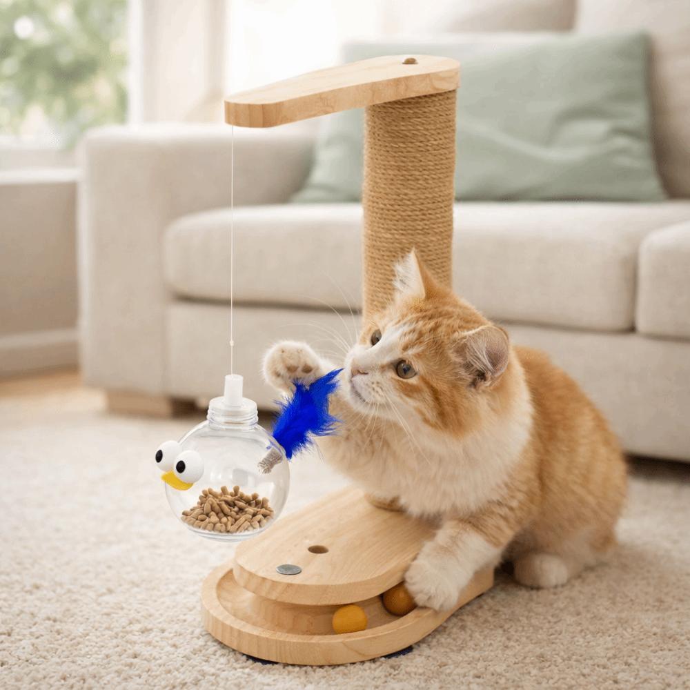 Rotating Platform Cat Turntable Column Wear-resistant Stand Scratching Board  Interactive Balls