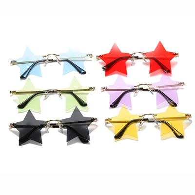 Men And Women Fashionable Solid Color Star Shaped Sunglasses, Dance Party, Holiday Decorative Glasses