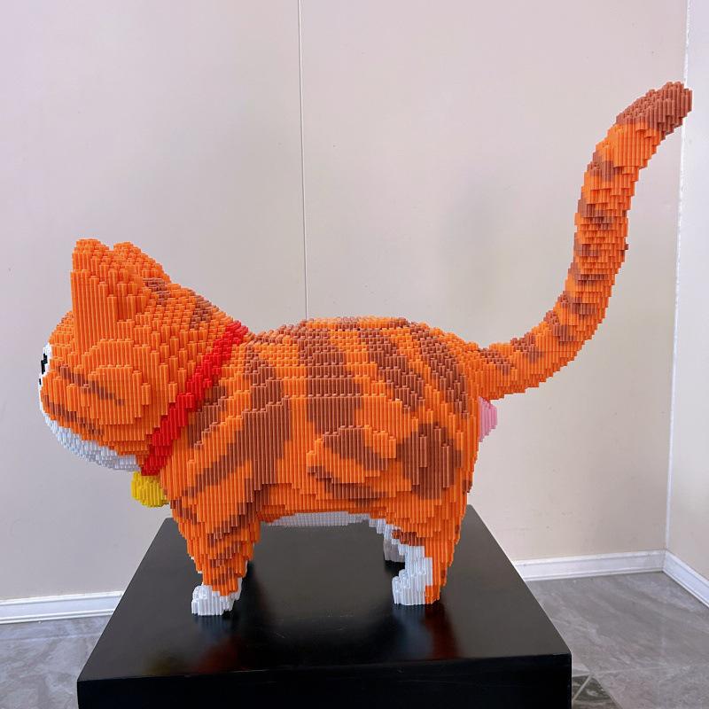 2025 Orange Cat Toy Compatible with LEGO Bricks - DIY Handmade Ornament & Children's New Year Gift