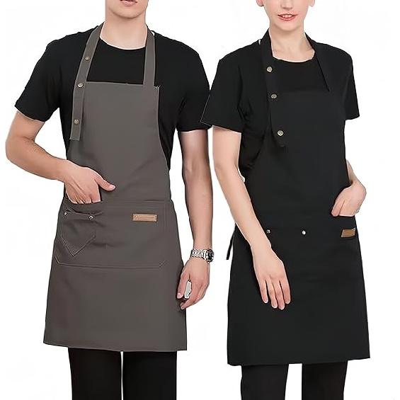 Adjustable Chef Apron with 2 Pockets - Professional Polyester Work Apron for Cooking, Baking, Gardening, BBQ, Coffee Shop, Beauty Nails Studios