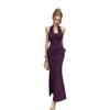 Celebrity chain neck strap evening dress suspender skirt women's summer pure desire sexy backless waist dress