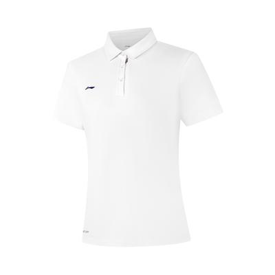 Li Ning Solid Color Soft Comfortable Breathable Versatile Casual Short Sleeve Polo Shirt Women Tops White APLV136-1