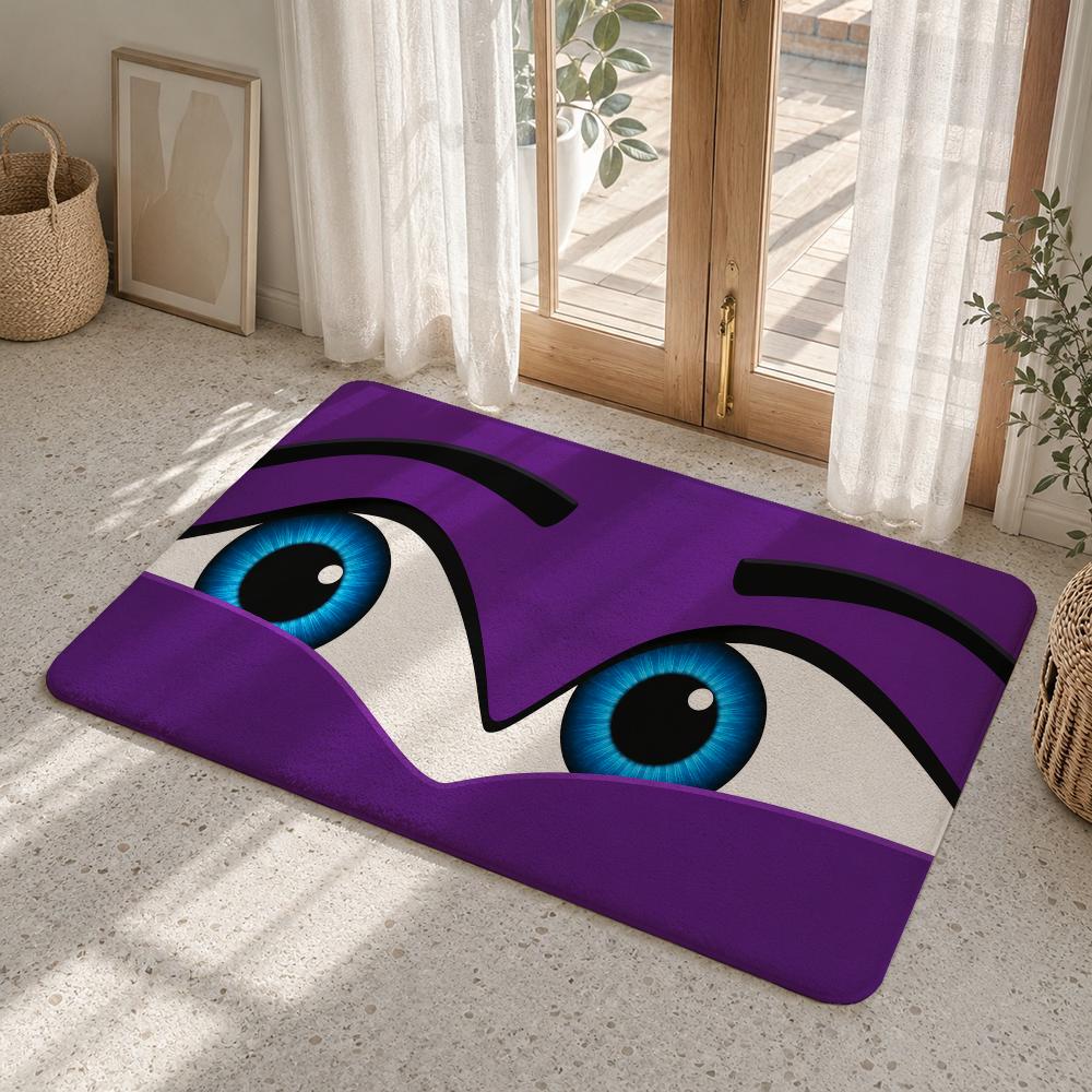 Smiling Eyes Floor Mat Flannel Rug Non Slip Absorbent Soft Washable For Entryway Hallway Bathroom Kitchen Decor