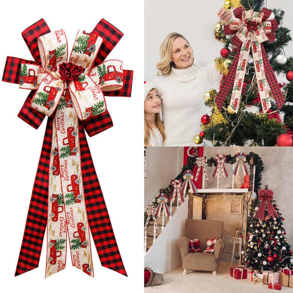 Christmas Outdoor Parties Bowknot Durable Bowknot Ornament Decorative Ribbon for Christmas Tree and Holiday Event