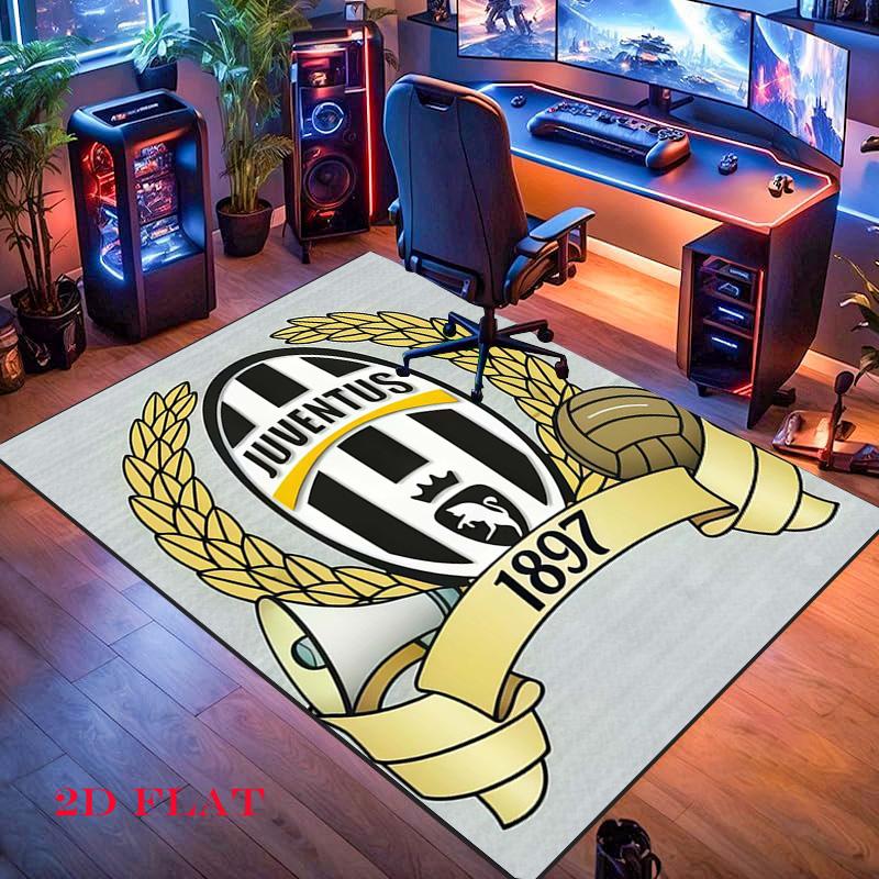 Tappeto Rug Juve per Soggiorno Camera da Letto Casa Decorazione Divano, Tappetino Antiscivolo per Giochi Bambini