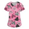Women's Nursing Uniform with Romantic Heart Pattern Print Women's Short Sleeved Uniform Fashionable Casual and Comfortable