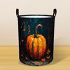 1pc Pumpkin Print Laundry Basket with Sturdy Handle - Decorative Pumpkin-Shaped Hamper Suitable for Wardrobe, Bedroom,, Bathroom Storage - for Clothes