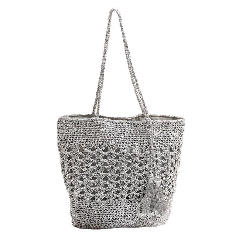 Trendy Large Capacity Woven Straw Bag with Tassels - Women's Versatile Beach & Casual Shoulder Bag